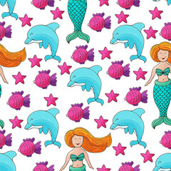 Creative marine seamless pattern