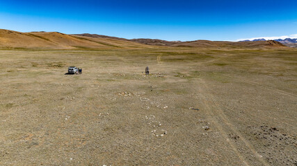 sacred shamanic historical places from the height of a drone flight in the southern regions of...