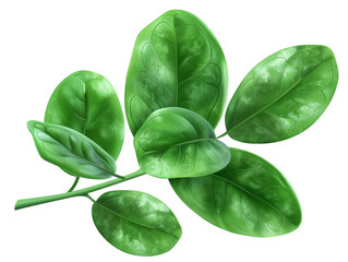Fototapeta premium Jade plant leaf die cut PNG style isolated on white and transparent background