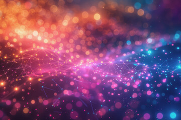 Obraz premium A beautiful Abstract digital technology background with network colorful connection lines.