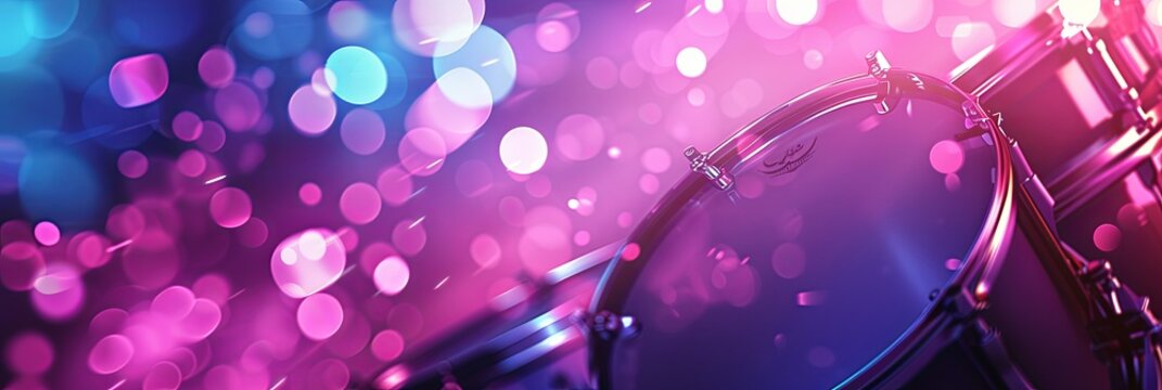 Abstract background with rhythmic patterns, drums, and festive lights