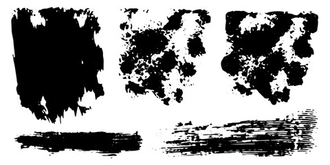 Vector set of grunge watercolor broad strokes