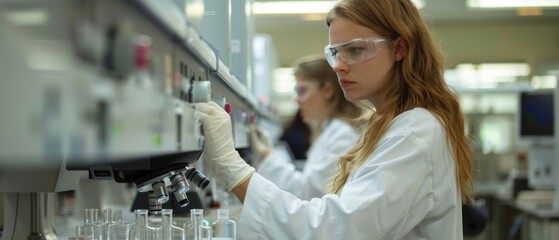 In a research laboratory, scientists collaborate to develop innovative solutions for environmental challenges, emphasizing professionalism in their pursuit of sustainable breakthroughs.