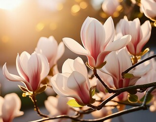 Beautiful Magnolia Flowers. Beautiful blooming magnolia tree. Magnolia tree blooming. Springtime...