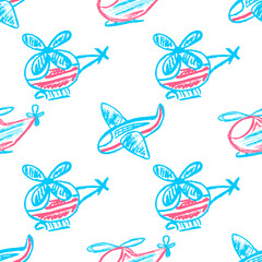 Seamless pattern. Children's drawings with wax crayons