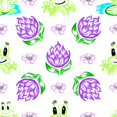 Seamless pattern. Children's drawings with wax crayons