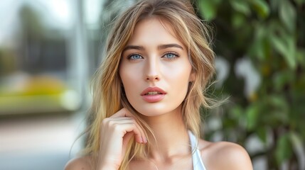 Fototapeta premium Portrait of a Young Woman Outdoors
