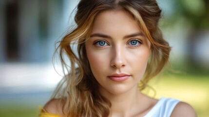 Obraz premium Portrait of a Young Woman Outdoors