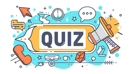 Naklejka premium Quiz Announcement: Bold Line Art Vector Banner - Flat Design - Art explosion