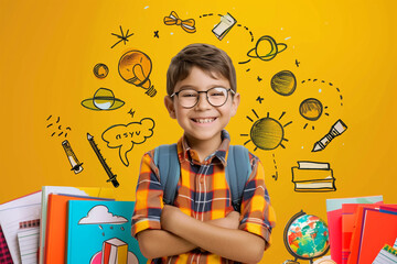 school kid isolated in creative concept design