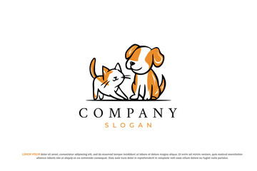 logo cat and dog art hand drawn vet