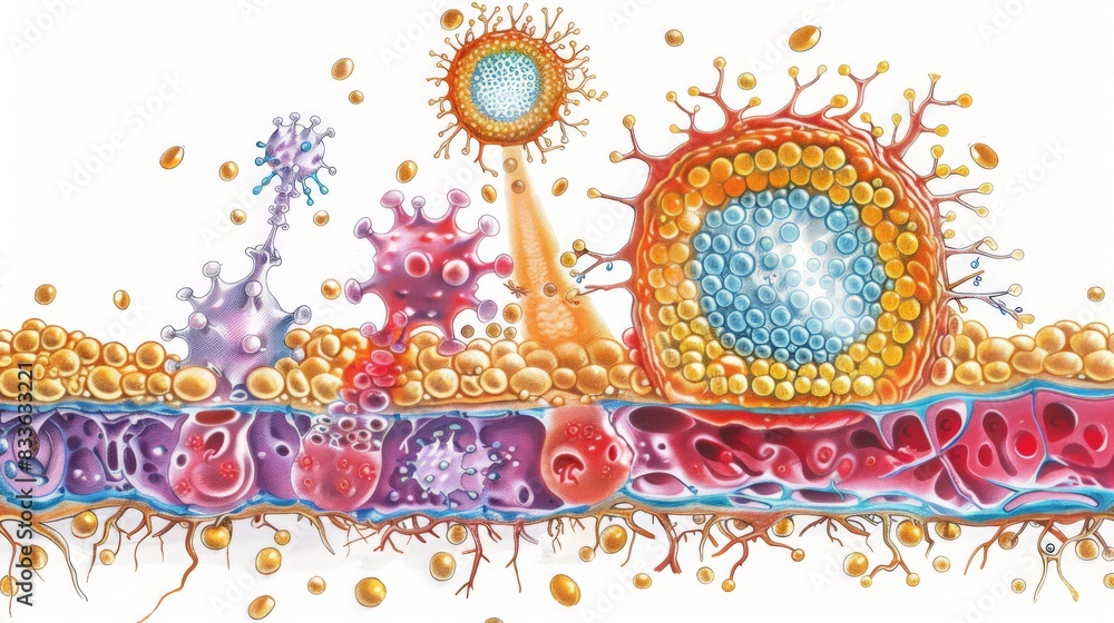 Poster an informative diagram showing the molecular structure of cholesterol and its role in cell membrane 