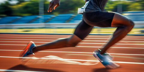 Fototapeta premium Dynamic Runner in Action on Track During Outdoor Sprint Competition