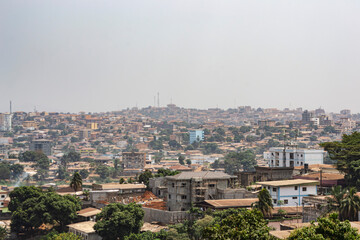 Fototapeta premium panorama view, Panoramic aerial view of the city of yaounde in Cameroon