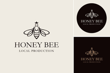 Bee logo design. Honey vector logo. Queen of bees