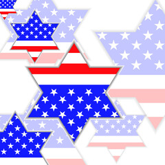 Stars of David with american flag inside. Vector illustration