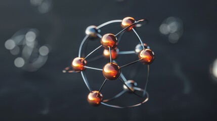 Iron atom structure: Depict an iron atom, with its 26 protons, 30 neutrons, and 26 electrons, highlighting its role in construction and manufacturing.
