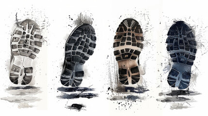Shoe Soles Illustration with Artistic Paint Splashes