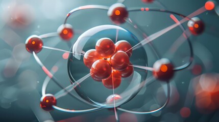 Silicon atom: Illustrate the silicon atom, with its 14 protons, 14 neutrons, and 14 electrons, and its importance in electronics and semiconductors.