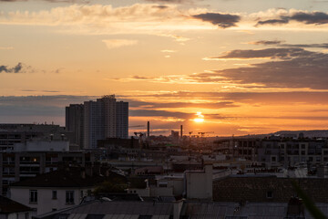 Fototapeta premium city landscape at sunset