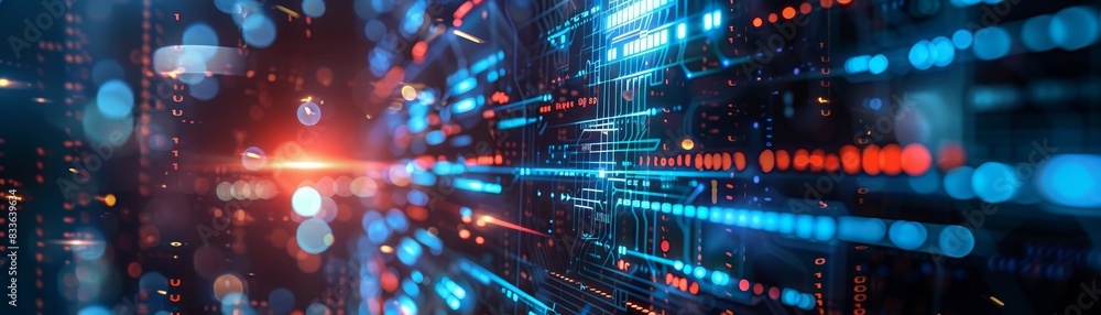Poster abstract digital technology background with glowing data streams and futuristic lights. perfect for 
