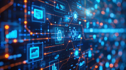 Explore digital transformation with various technology icons in this engaging image.