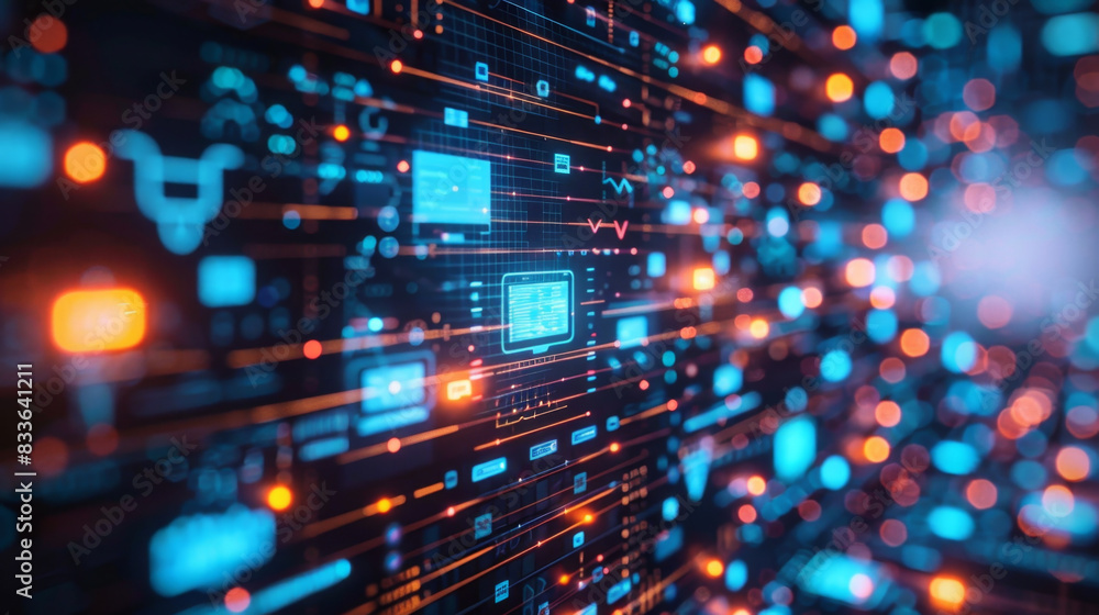Aufkleber explore digital transformation through technology icons in this dynamic image.