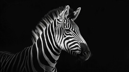 A stunning black and white zebra, its striped pattern blending against a transparent backdrop, photographed with unparalleled clarity.