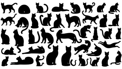 複数の猫のシルエット