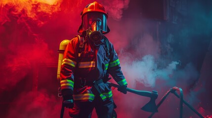 Fototapeta premium The Firefighter in Action