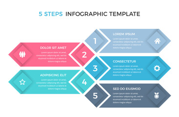 Business infographic design template with five options or steps, process, workflow template, vector eps10 illustration