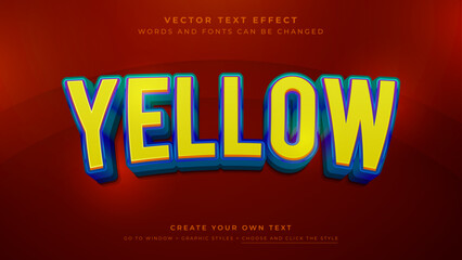 3D Yellow Text Effect Vector Illustration on red abstract background 