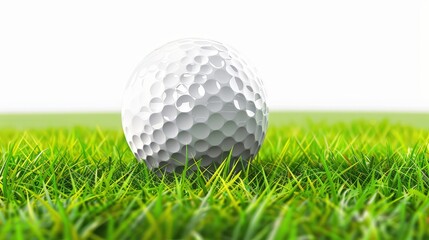 Obraz premium A white golf ball sits on the green grass of a golf course