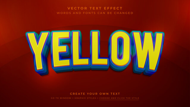 3D Yellow Text Effect Vector Illustration on red abstract background 