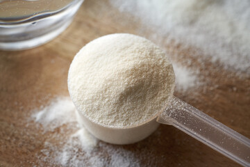 A scoop of collagen powder - healthy nutritional supplement for the skin
