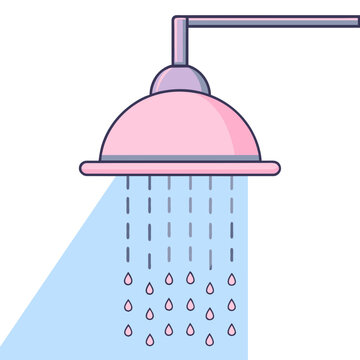 recommend clip art: ector image of a showerhead with water spraying, designed in a simple style.