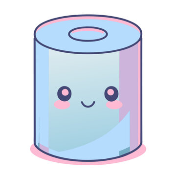 recommend clip art: Vector image of a toilet paper roll with a cute face, designed in a simple style.
