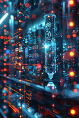 Innovative display showcasing hydrogen fuel cells and clean energy flow.