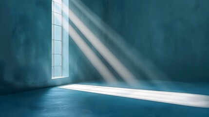 Elegant Gray Blue Abstract Background with Gentle Rays of Illumination Suitable for Presentations and Showcasing a Light Interior Wall that Enhances