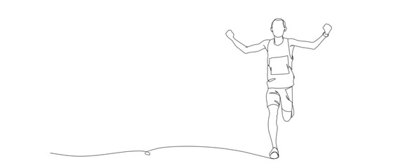 Athlete's run in the competition. Athlete icon in line art style. Athlete icon in line art style for background.