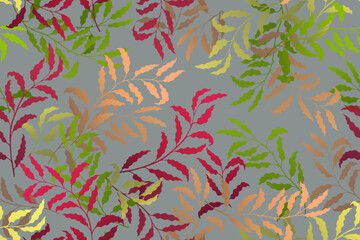 Willow branches tree leaves premium vector seamless pattern.