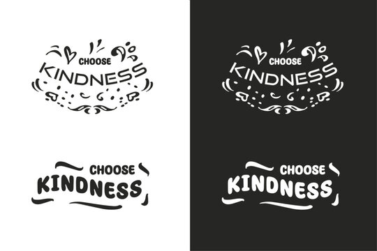 Choose kindness lettering drawing art illustration. Groovy retro vintage style. Positive quotes. Be kind inspirational text for shirt design and print vector.