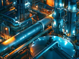 Illustration of Leveraging large volumes of data to gain insights and drive decision-making processes in industrial operations. Ai Generate.