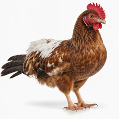 Fototapeta premium brown chicken hen standing isolated white background use for far