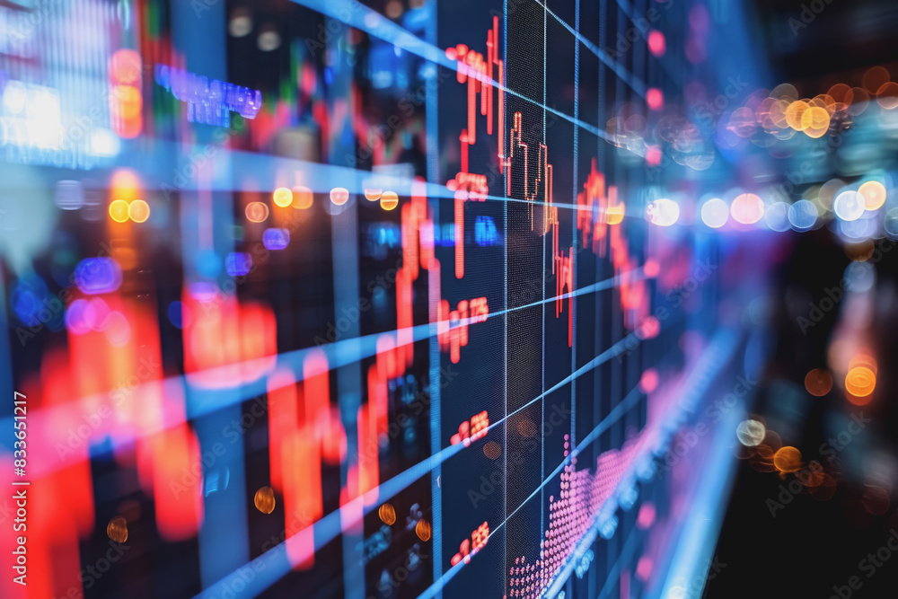 Aufkleber screenshots of interactive quizzes or stock market graphs showing progress and success.