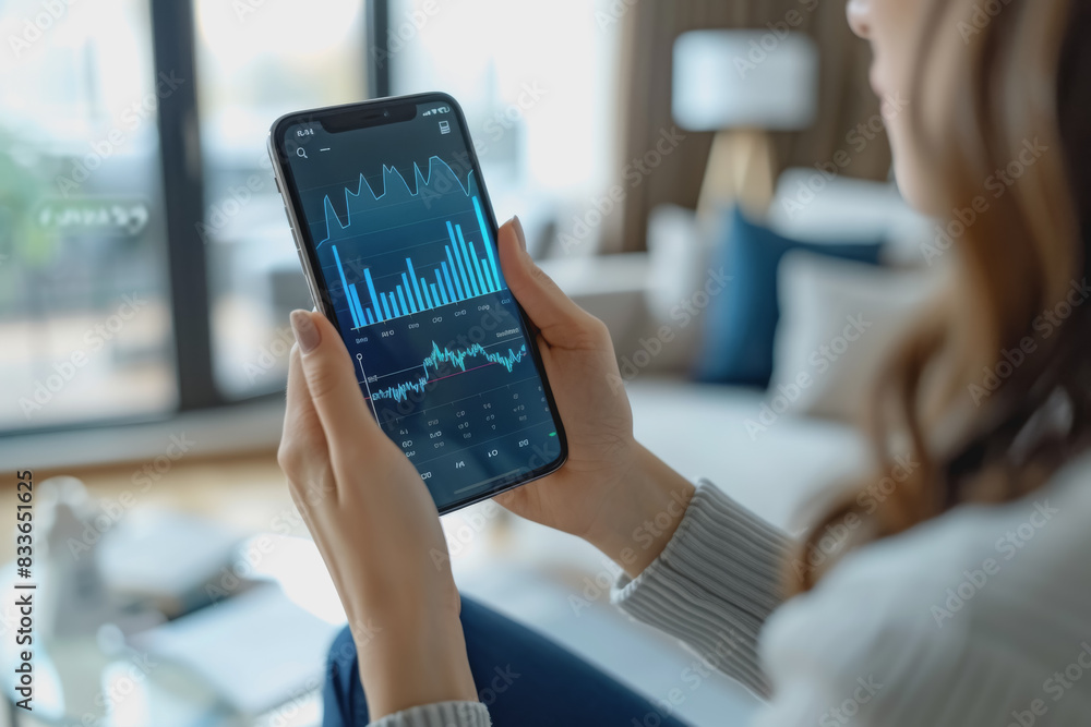 Poster screenshots of interactive quizzes or stock market graphs showing progress and success.