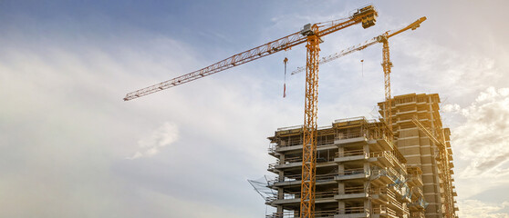 Tower cranes  at  construction site