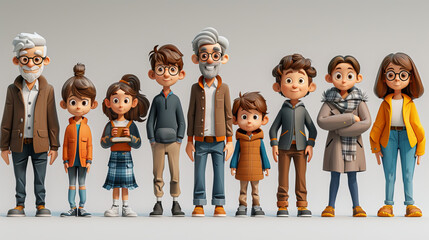 Obraz premium Family Portrait of Cartoon Characters