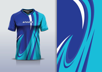 Sport jersey template mockup curve  design for football soccer, racing, running, e sports, blue white color © Nimpuna O