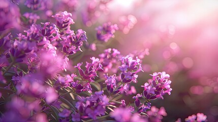 Fototapeta premium a vibrant and fragrant lavender field in full bloom, showcasing its natural beauty and colorful flowers on a sunny day with ample copy space.